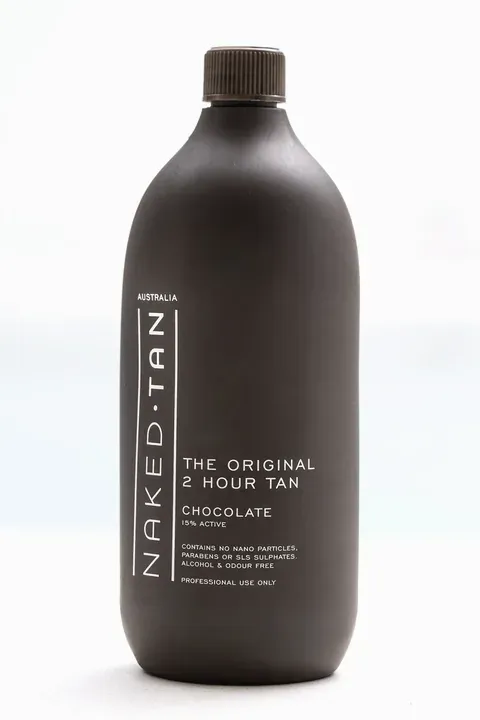 Naked Tan Chocolate spray tan solution bottle, 15% DHA