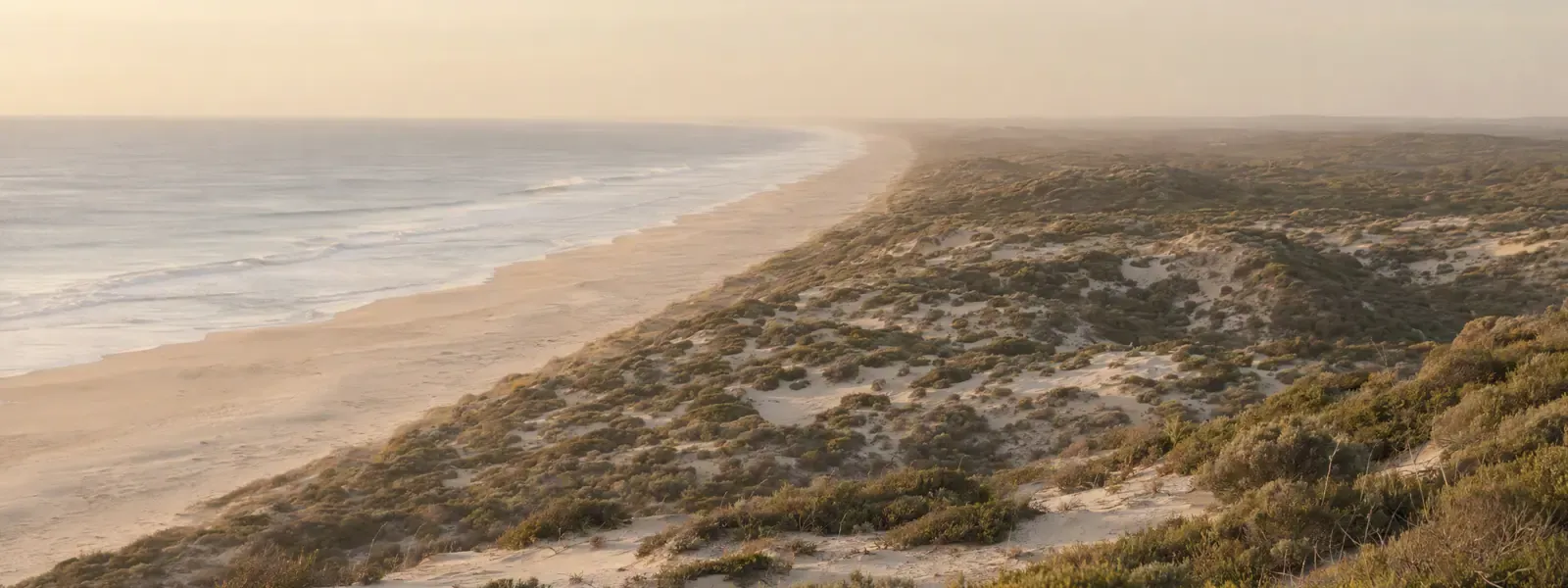 The long undeveloped coastline of Perth’s southern corridor at dusk